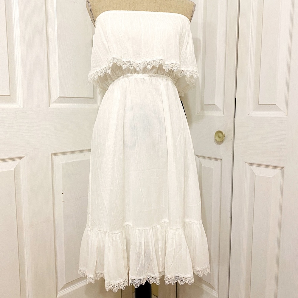 Express strapless white dress